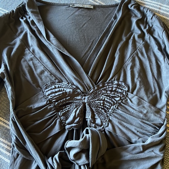 Butterfly long sleeve shirt with tie - Picture 3 of 8